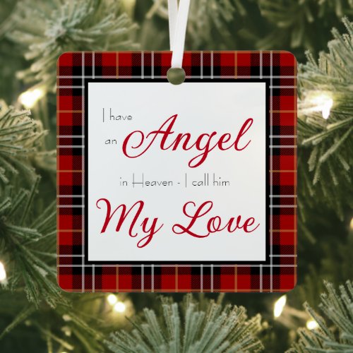 Angel in Heaven Husband Memorial Photo Metal Ornament