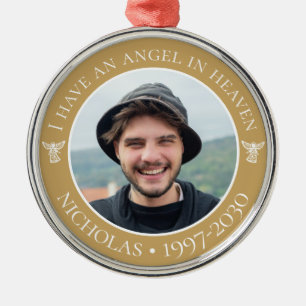 Angel in Heaven Memorial Photo Metal Ornament