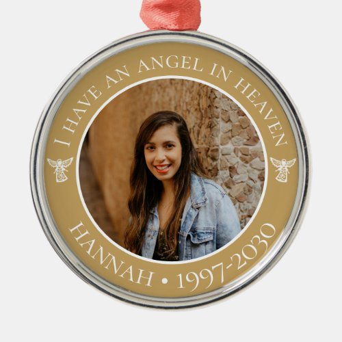 Angel in Heaven Memorial Photo Metal Ornament