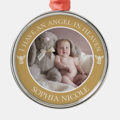 Angel in Heaven Memorial Photo Metal Ornament