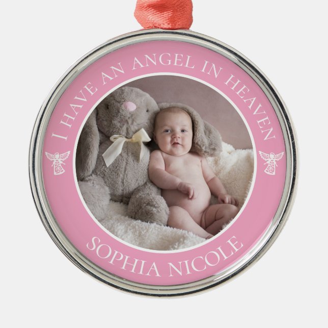 Angel in Heaven Memorial Photo Metal Ornament (Front)