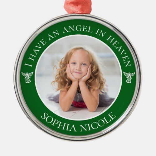 Angel in Heaven Memorial Photo Metal Ornament