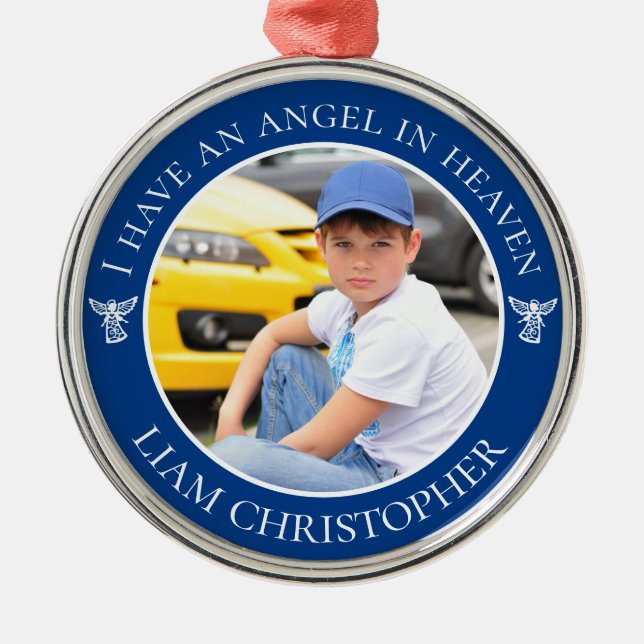 Angel in Heaven Memorial Photo Metal Ornament (Front)