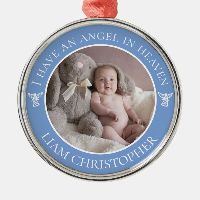 Angel in Heaven Memorial Photo Metal Ornament (Front)