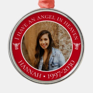 Angel in Heaven Memorial Photo Metal Ornament