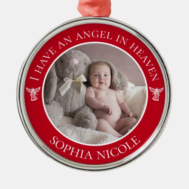 Angel in Heaven Memorial Photo Metal Ornament (Front)