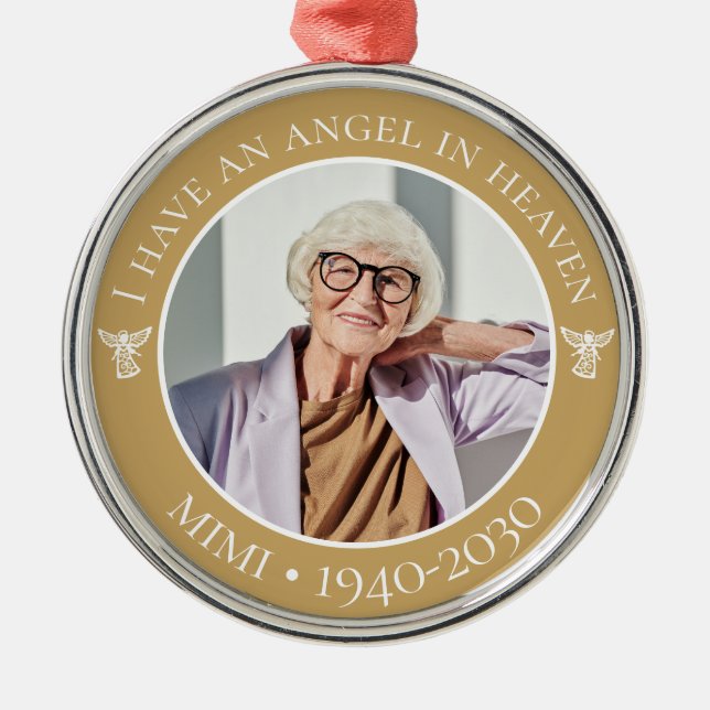 Angel in Heaven Mimi Memorial Photo Metal Ornament (Front)