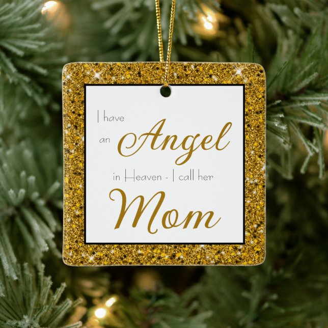 Angel in Heaven Mom Memorial Photo Ceramic Ornament (Tree)