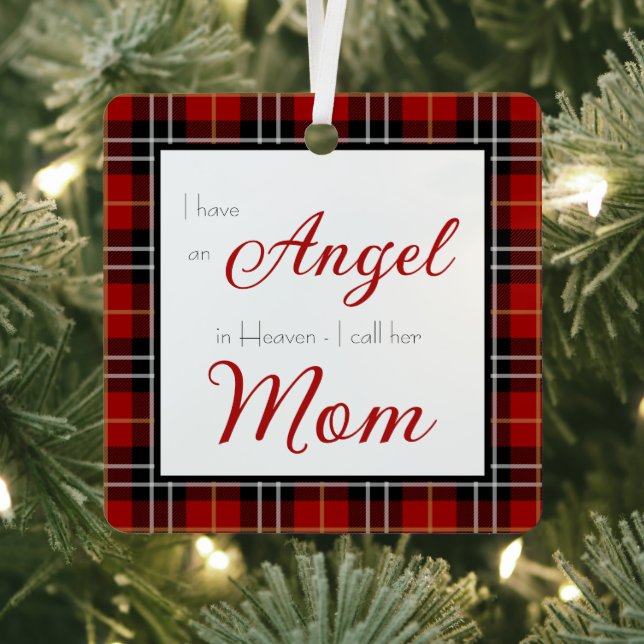 Angel in Heaven Mom Memorial Photo Metal Ornament (Insitu)