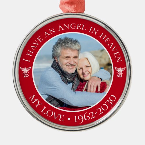 Angel in Heaven My Love Memorial Photo Metal Ornament