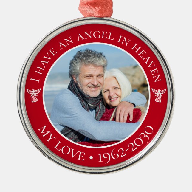 Angel in Heaven My Love Memorial Photo Metal Ornament (Front)