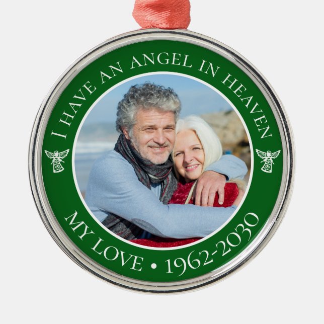Angel in Heaven My Love Memorial Photo Metal Ornament (Front)