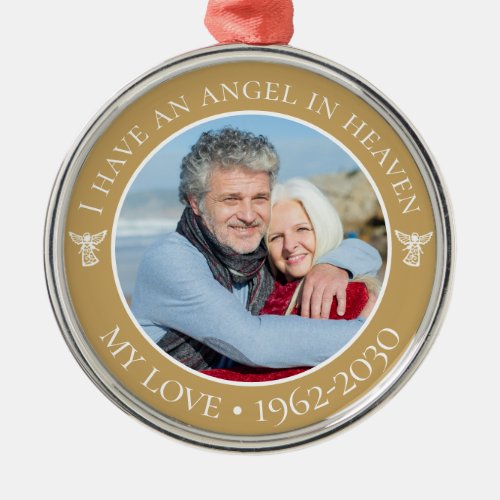 Angel in Heaven My Love Memorial Photo Metal Ornament