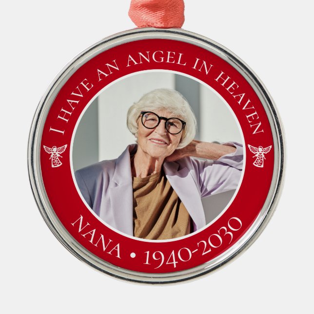Angel in Heaven Nana Memorial Photo Metal Ornament (Front)