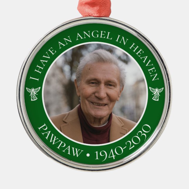 Angel in Heaven Pawpaw Memorial Photo Metal Ornament (Front)
