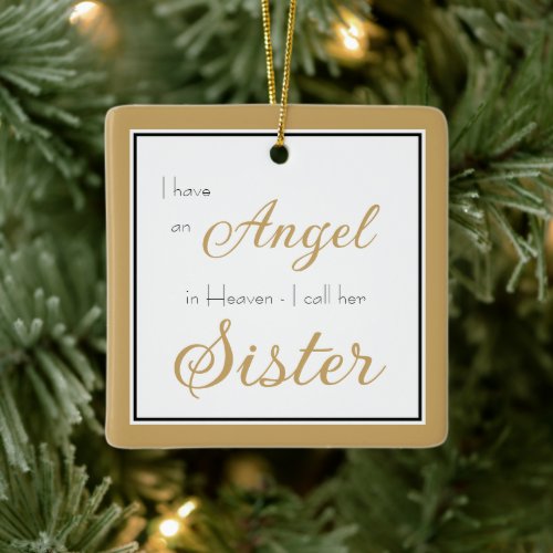 Angel in Heaven Sister Memorial Photo Ceramic Ornament