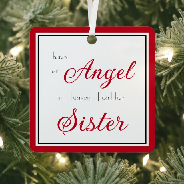 Angel in Heaven Sister Memorial Photo Metal Ornament (Insitu)