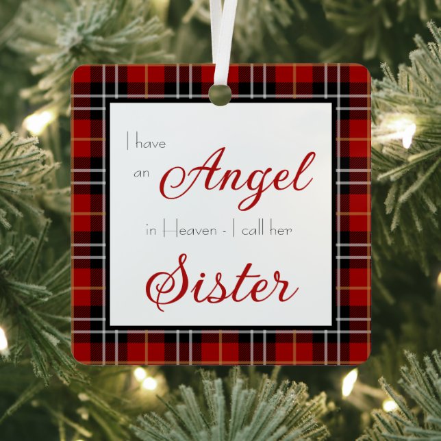 Angel in Heaven Sister Memorial Photo Metal Ornament (Insitu)