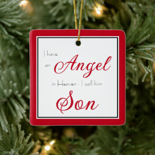 Angel in Heaven Son Memorial Photo Ceramic Ornament