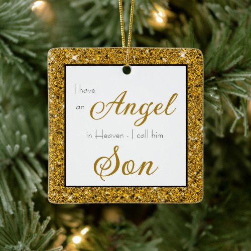 Angel in Heaven Son Memorial Photo Ceramic Ornament