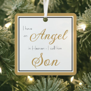 Angel in Heaven Son Memorial Photo Metal Ornament