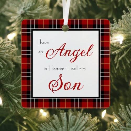 Angel in Heaven Son Memorial Photo Metal Ornament