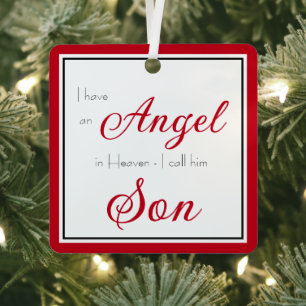 Angel in Heaven Son Memorial Photo Metal Ornament