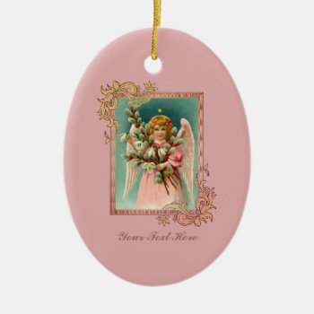 Angel In Pink Dress Ceramic Ornament by justcrosses at Zazzle