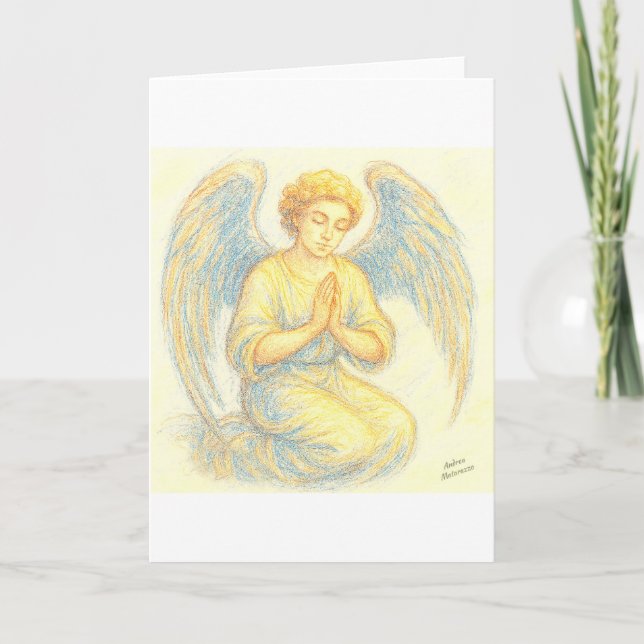 Angel in prayer Flat Holiday Card (Front)