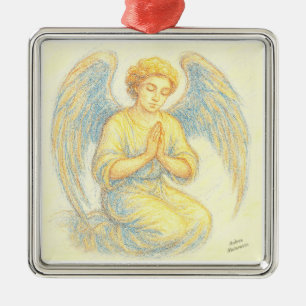 Angel in prayer metal ornament