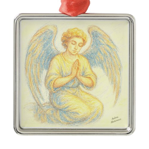 Angel in prayer  metal ornament