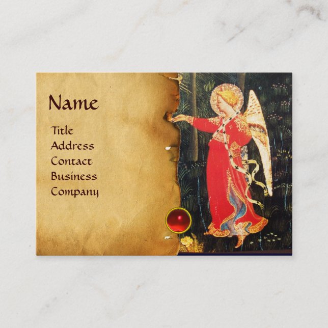 ANGEL IN RED AND GOLD BUSINESS CARD (Front)