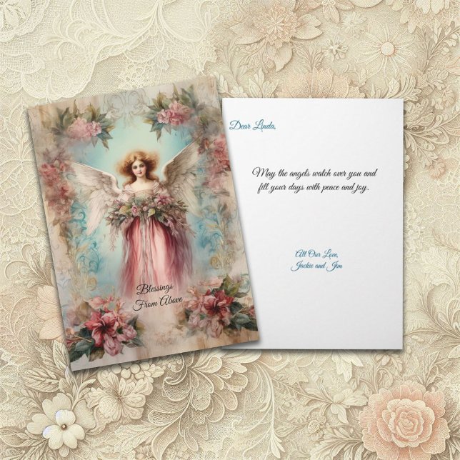 Angel In Red Gown Vintage-Style Card (Creator Uploaded)
