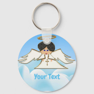 Angel in Sky Round Keychain