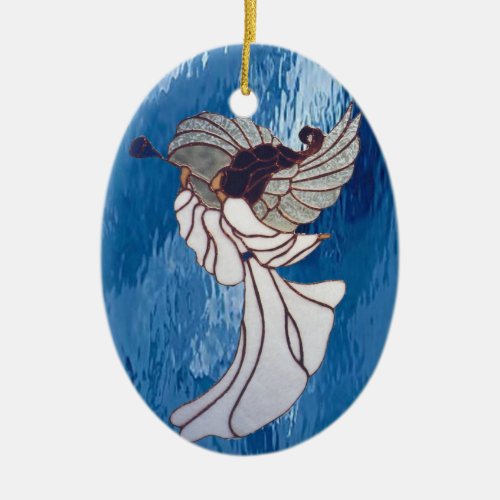 Angel in Stained Glass Ceramic Ornament