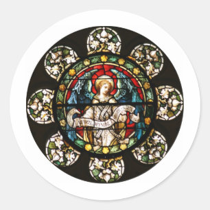 Angel in Stained Glass Window Art Classic Round Sticker
