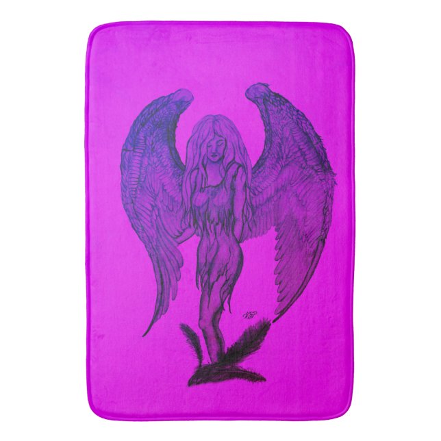 Angel in Tattoo Style Bath Mat (Front Vertical)