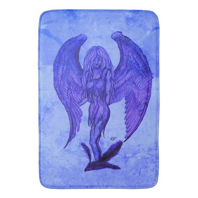 Angel in Tattoo Style Bath Mat (Front Vertical)