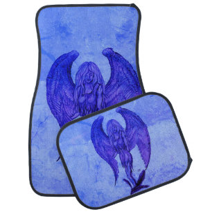 Angel in Tattoo Style Car Floor Mat