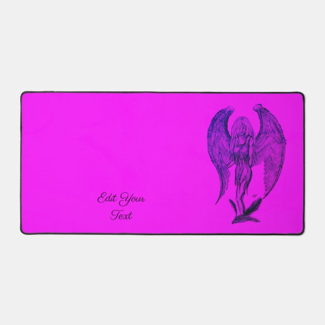 Angel in Tattoo Style Desk Mat (Front)