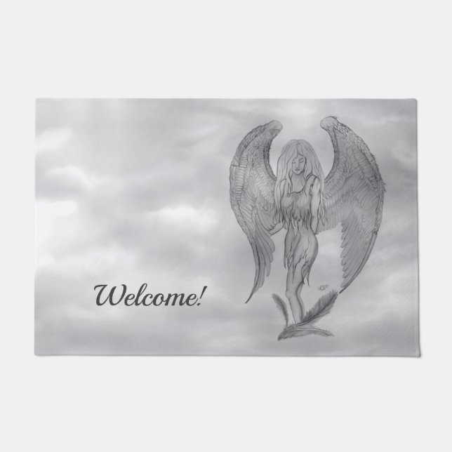 Angel in Tattoo Style Doormat (Front)