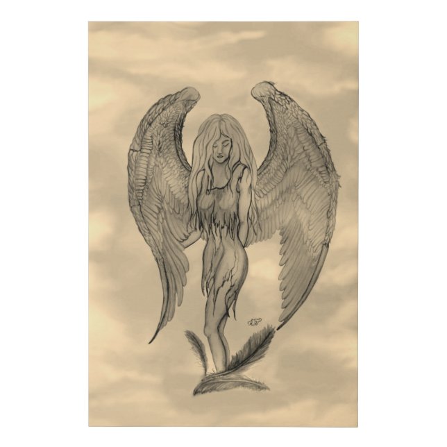 Angel in Tattoo Style Faux Canvas Print (Front)