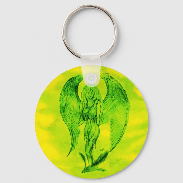Angel in Tattoo Style Keychain (Front)