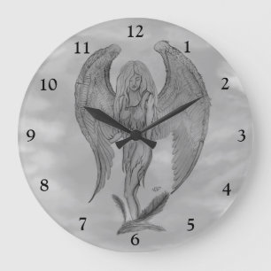 Angel in Tattoo Style Large Clock
