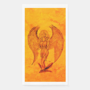 Angel in Tattoo Style Paper Guest Towels