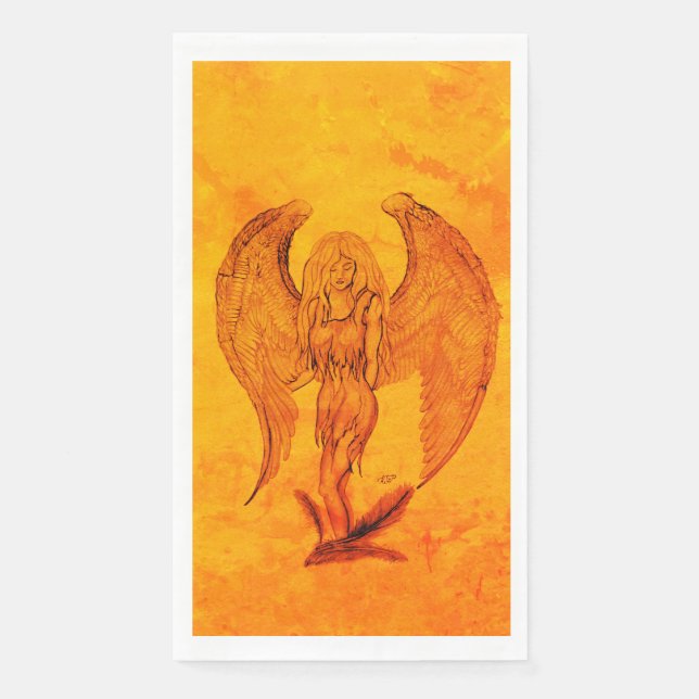 Angel in Tattoo Style Paper Guest Towels (Front)