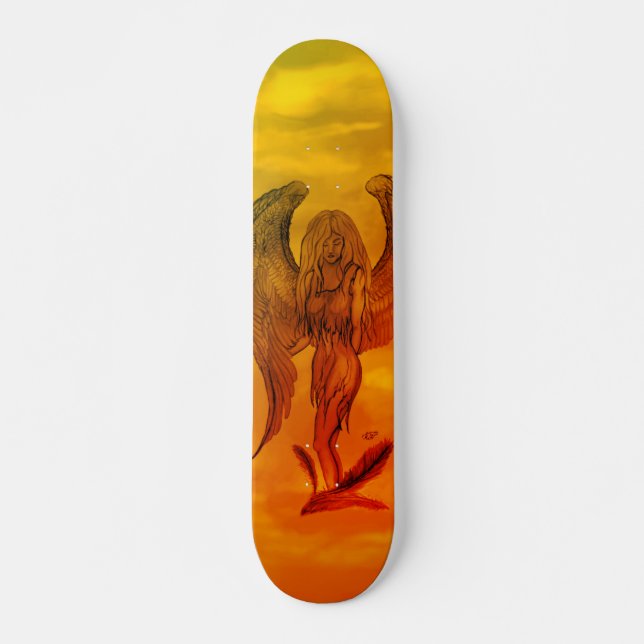 Angel in Tattoo Style Skateboard (Front)