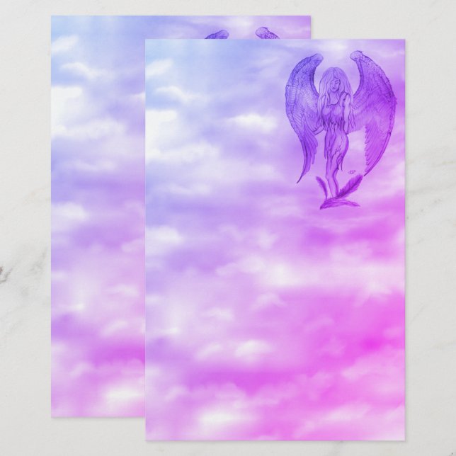 Angel in Tattoo Style Stationery (Front/Back)