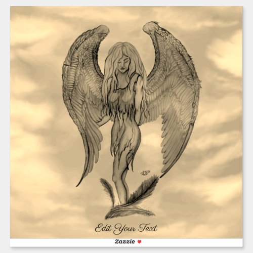 Angel in Tattoo Style Sticker