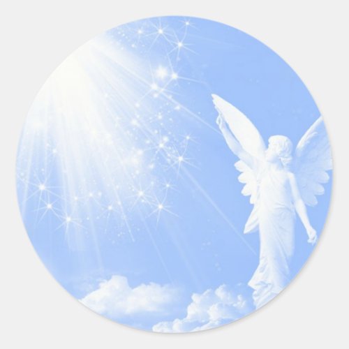 Angel In The Clouds Classic Round Sticker